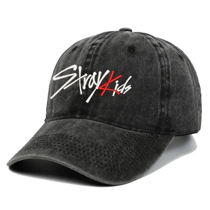 SKZOO Idol Gift Korean Version Pure Cotton Fabric Embroidered Washed Baseball Cap for Men and Women Sun Protection