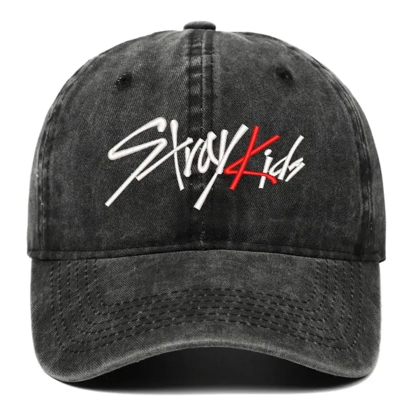 SKZOO Idol Gift Korean Version Pure Cotton Fabric Embroidered Washed Baseball Cap for Men and Women Sun Protection