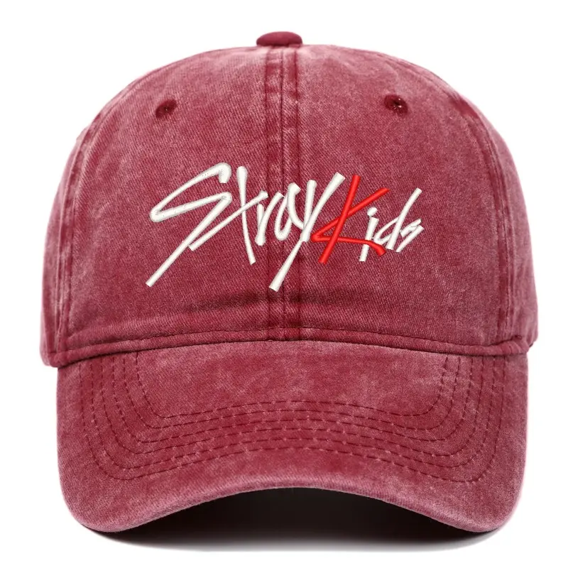 SKZOO Idol Gift Korean Version Pure Cotton Fabric Embroidered Washed Baseball Cap for Men and Women Sun Protection