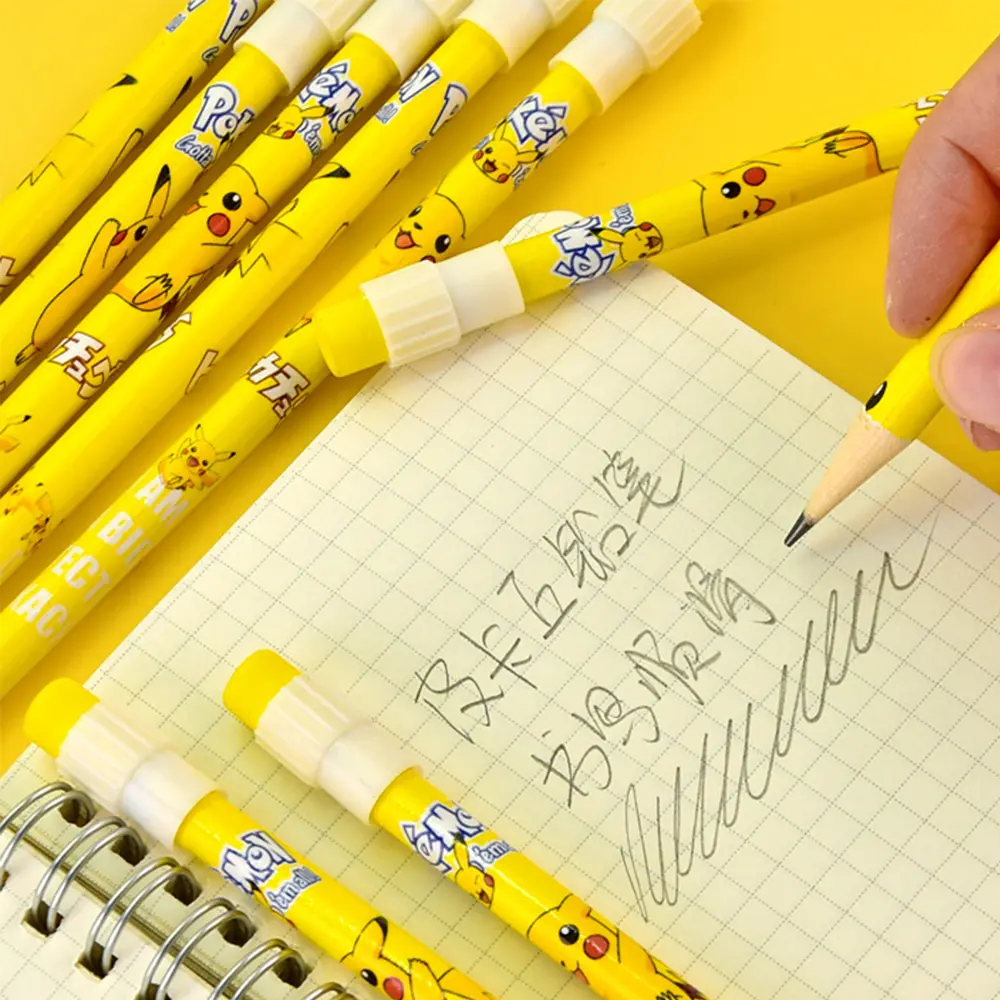 12pcs Pokemon Pikachu Pencil Anime Figure Cartoon Pencil Kawaii Student Stationery Kids Birthday Xmas Gifts