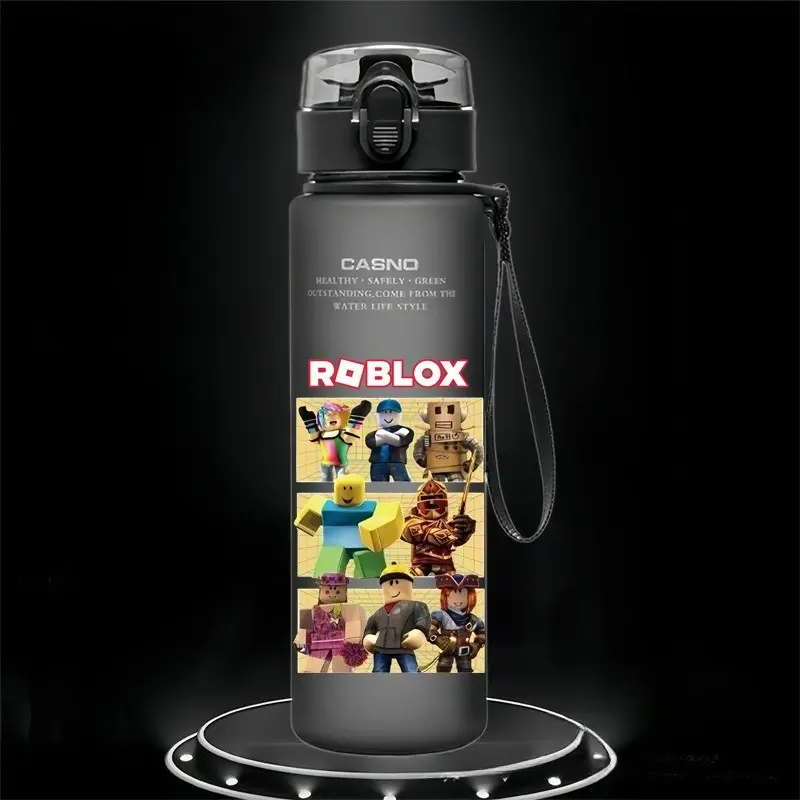 560ml Game Roblox Anime Student Children's Cartoon Casual Sports Water Cup Plastic Frosted Cups Student Daily Necessities Gifts