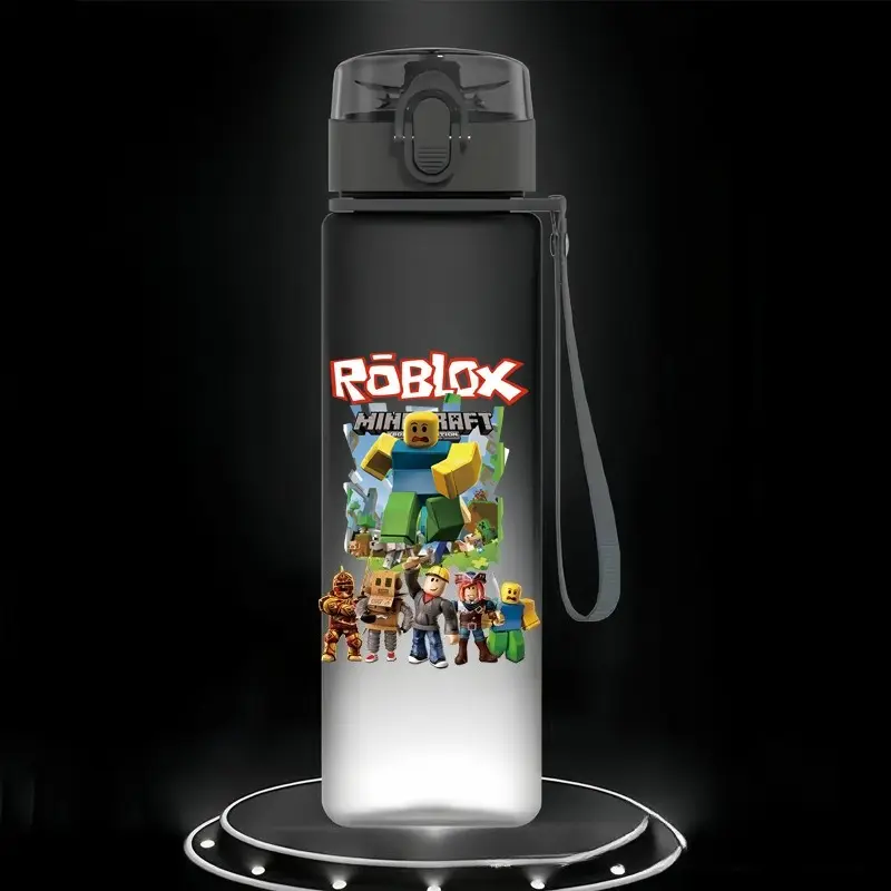 560ml Game Roblox Anime Student Children's Cartoon Casual Sports Water Cup Plastic Frosted Cups Student Daily Necessities Gifts
