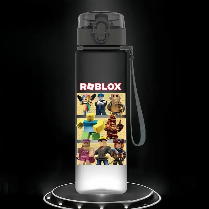 560ml Game Roblox Anime Student Children's Cartoon Casual Sports Water Cup Plastic Frosted Cups Student Daily Necessities Gifts