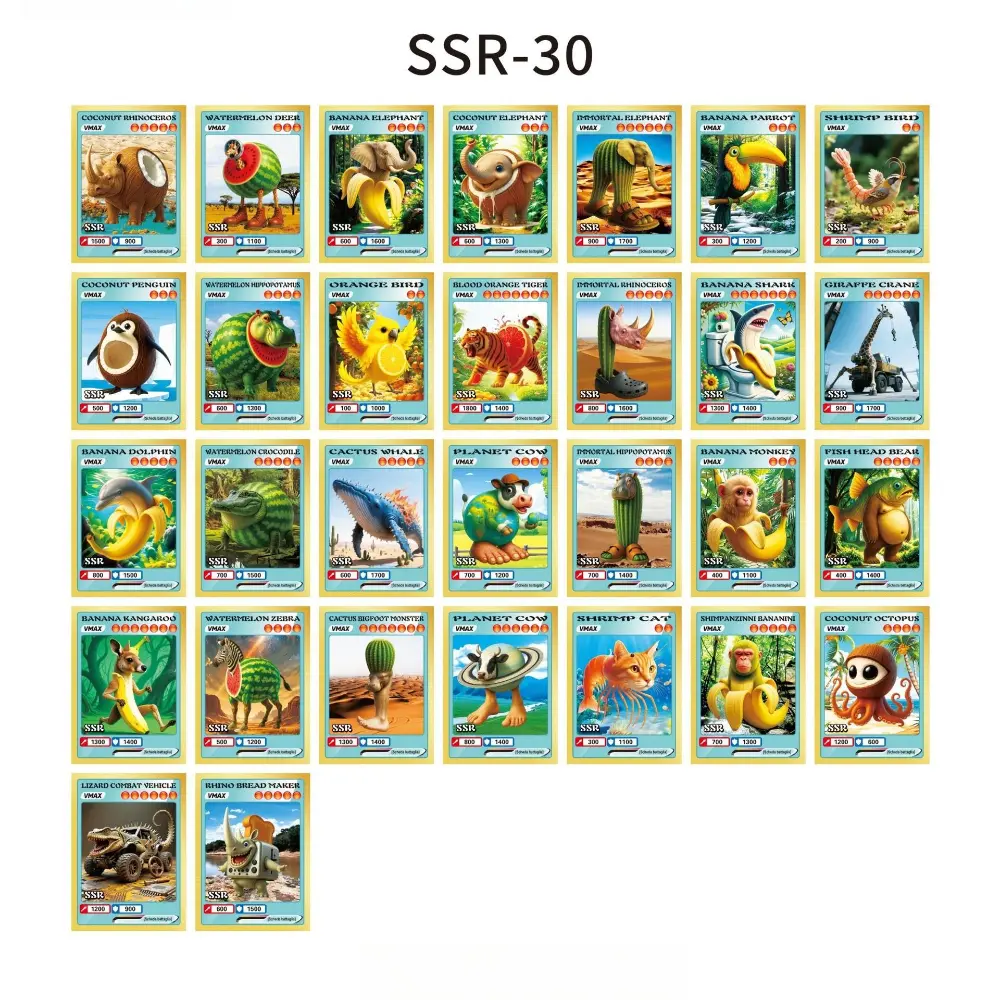 Tralalero Tralala Cards Set Kids' Cartoon Tungtung Sahur Brainrot Anime Characters Collection Card Flashcards Children Toy Gifts