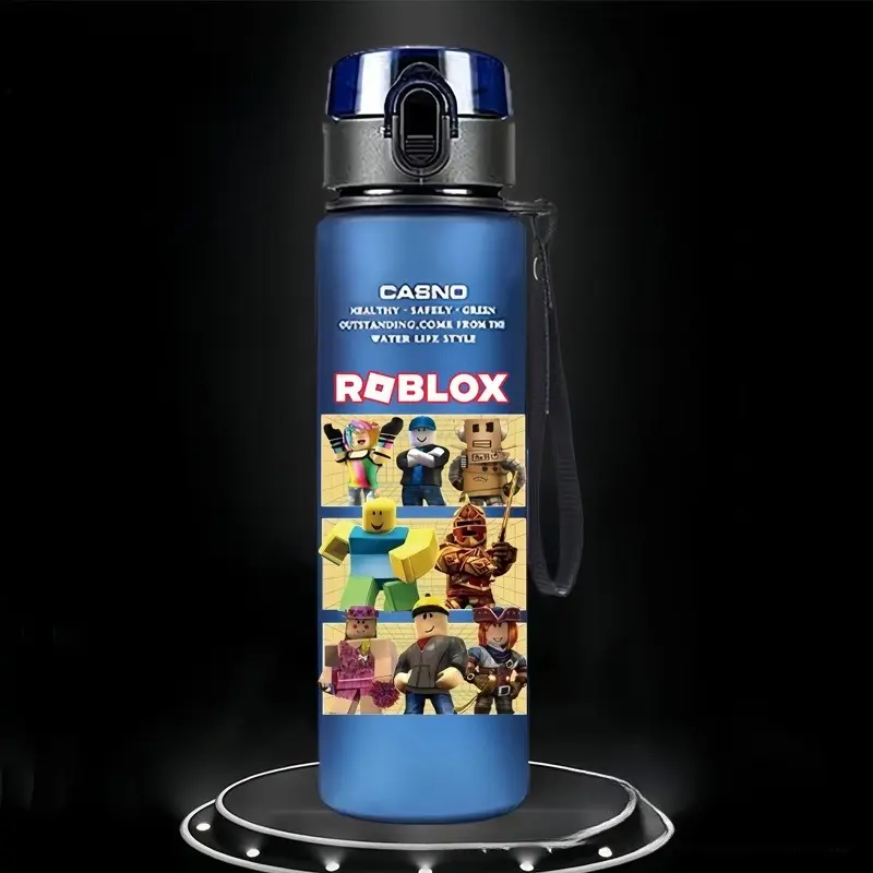 560ml Game Roblox Anime Student Children's Cartoon Casual Sports Water Cup Plastic Frosted Cups Student Daily Necessities Gifts
