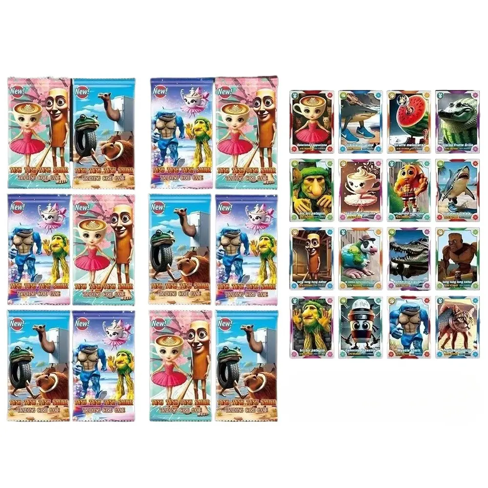 Tralalero Tralala Cards Set Kids' Cartoon Tungtung Sahur Brainrot Anime Characters Collection Card Flashcards Children Toy Gifts