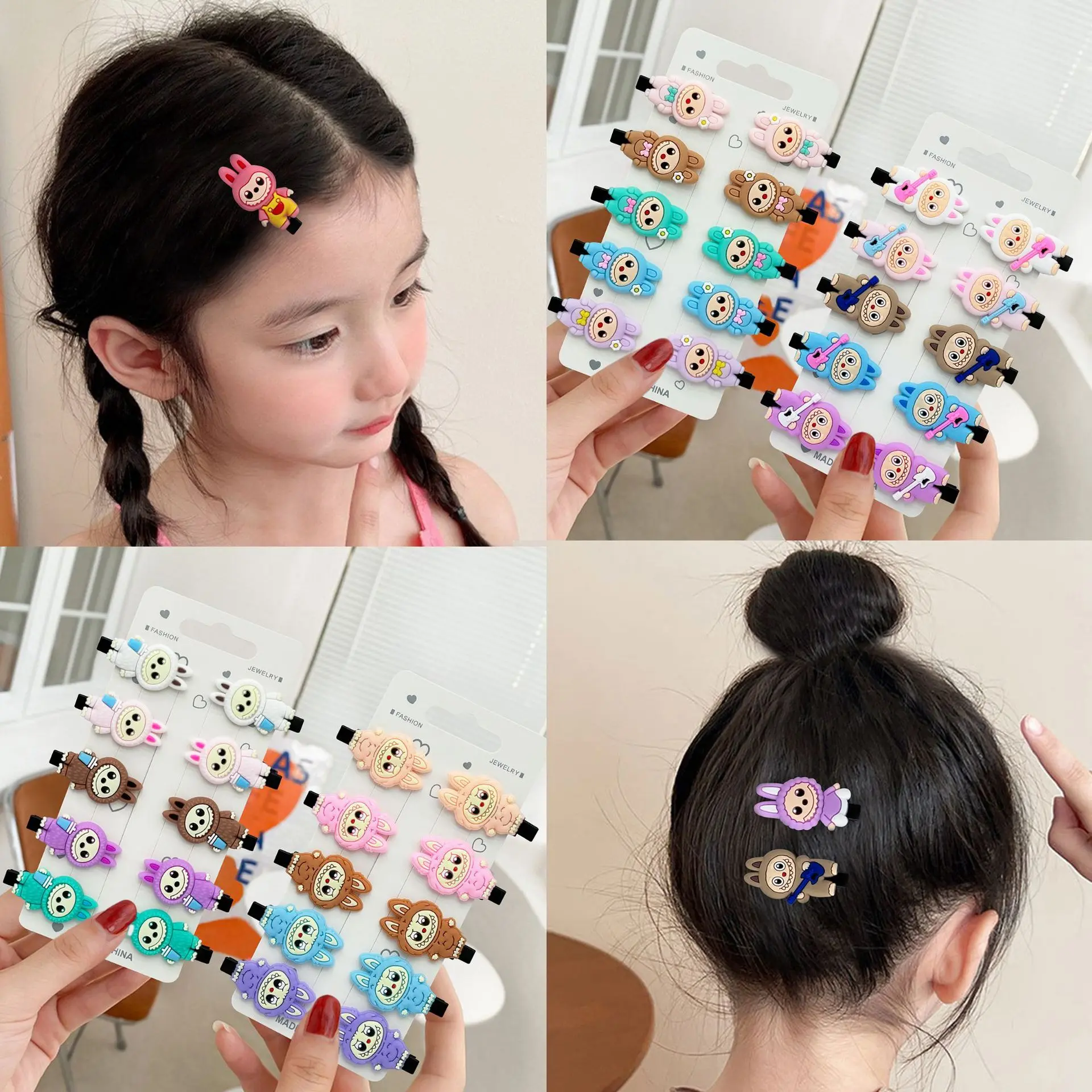 60pcs Cartoon Children's Hair Clips for Girls Anime Hair Accessories Kawaii Friends for Gifts