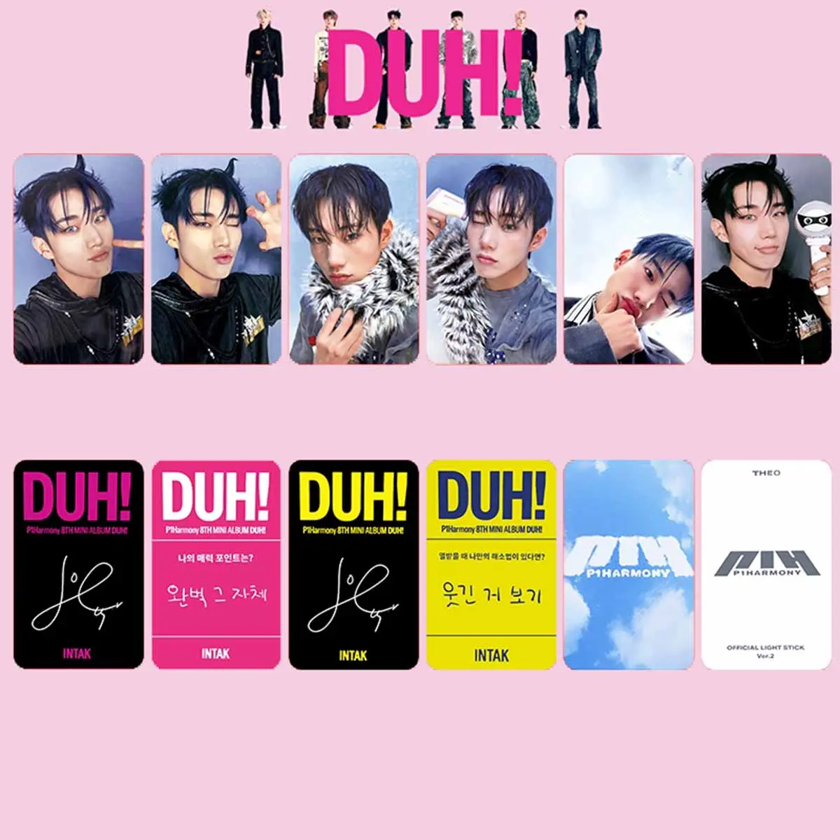 6Pcs/Set Kpop P1HARMONY DUH Album Photocards List INTAK THEO JONGSEOB SW JJ MUSE K4 Ver Selfie Lome Cards Fans Collection Gifts