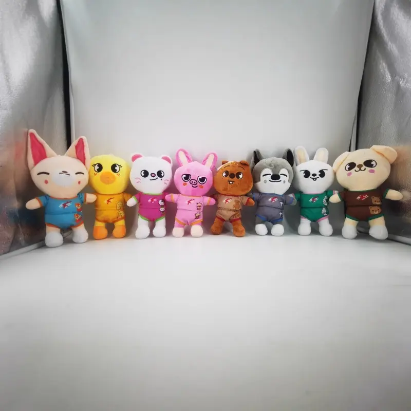 Skzoo Plush Toys 20cm Stray Kids Plush Wolf Chan Cartoon Stuffed Animal Plushies Doll Cute Companion for Kids Adults Fans Gift