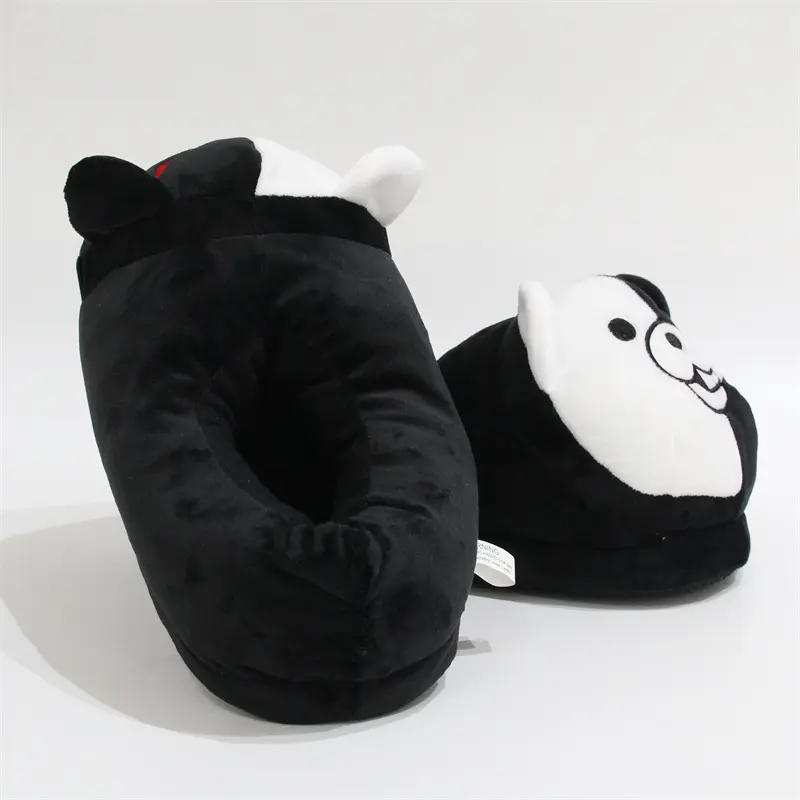Monokuma Plush Slippers Game Anime Danganronpa Black White Women Stuffed Animal Home Cosplay Props Shoes Gift for Kids Children