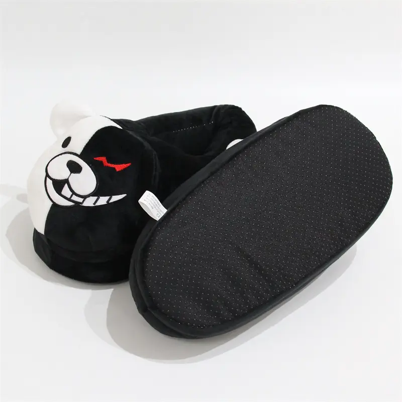 Monokuma Plush Slippers Game Anime Danganronpa Black White Women Stuffed Animal Home Cosplay Props Shoes Gift for Kids Children