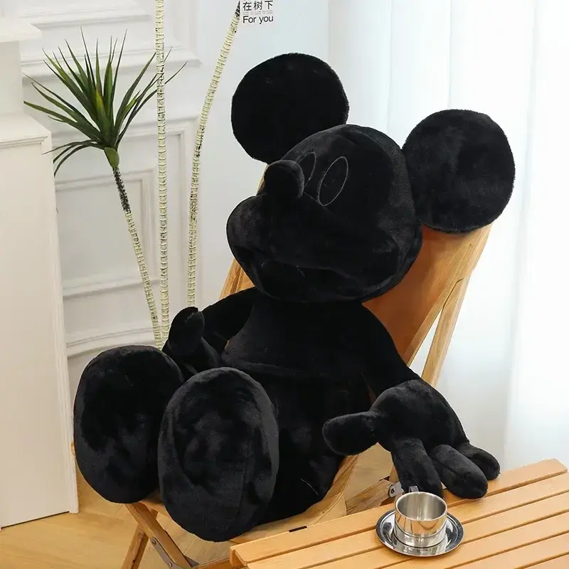 60-120cm Disney Black/White Mickey Mouse Stuffed Plush Doll Minnie Mouse Plushie Toys Cartoon Anime Birthday Xmas Gifts for Kids