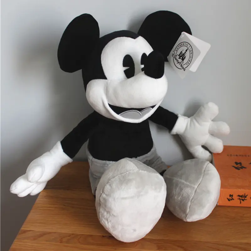 Disney Steamboat Willie Mickey Mouse Plush Toys 16.5" Black White Disneyland Mickey Mouse Stuffed Toys Plush Dolls Gift for Kids