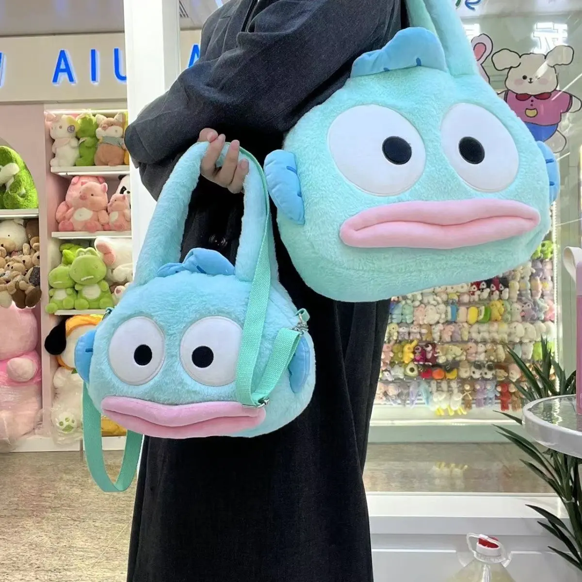 MINISO Hangyodon Anime Kawaii Ins Fashion Students Storage Bag Cute Cartoon Lovely Doll Handbag Girly Heart Gifts for Kids