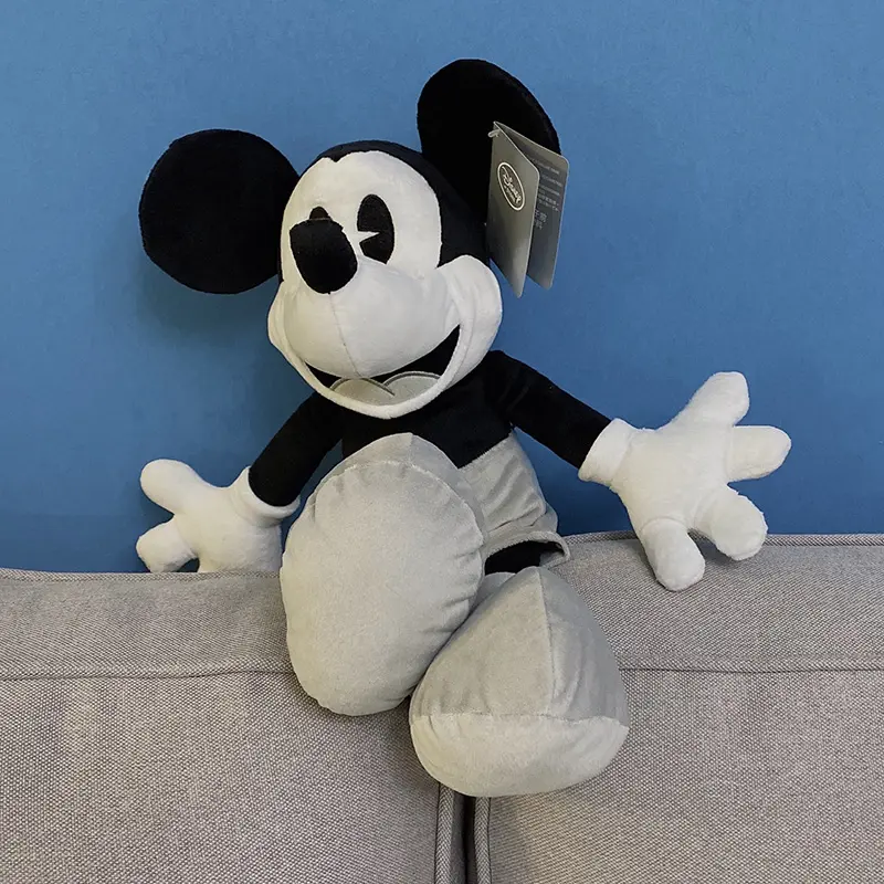 Disney Steamboat Willie Mickey Mouse Plush Toys 16.5" Black White Disneyland Mickey Mouse Stuffed Toys Plush Dolls Gift for Kids