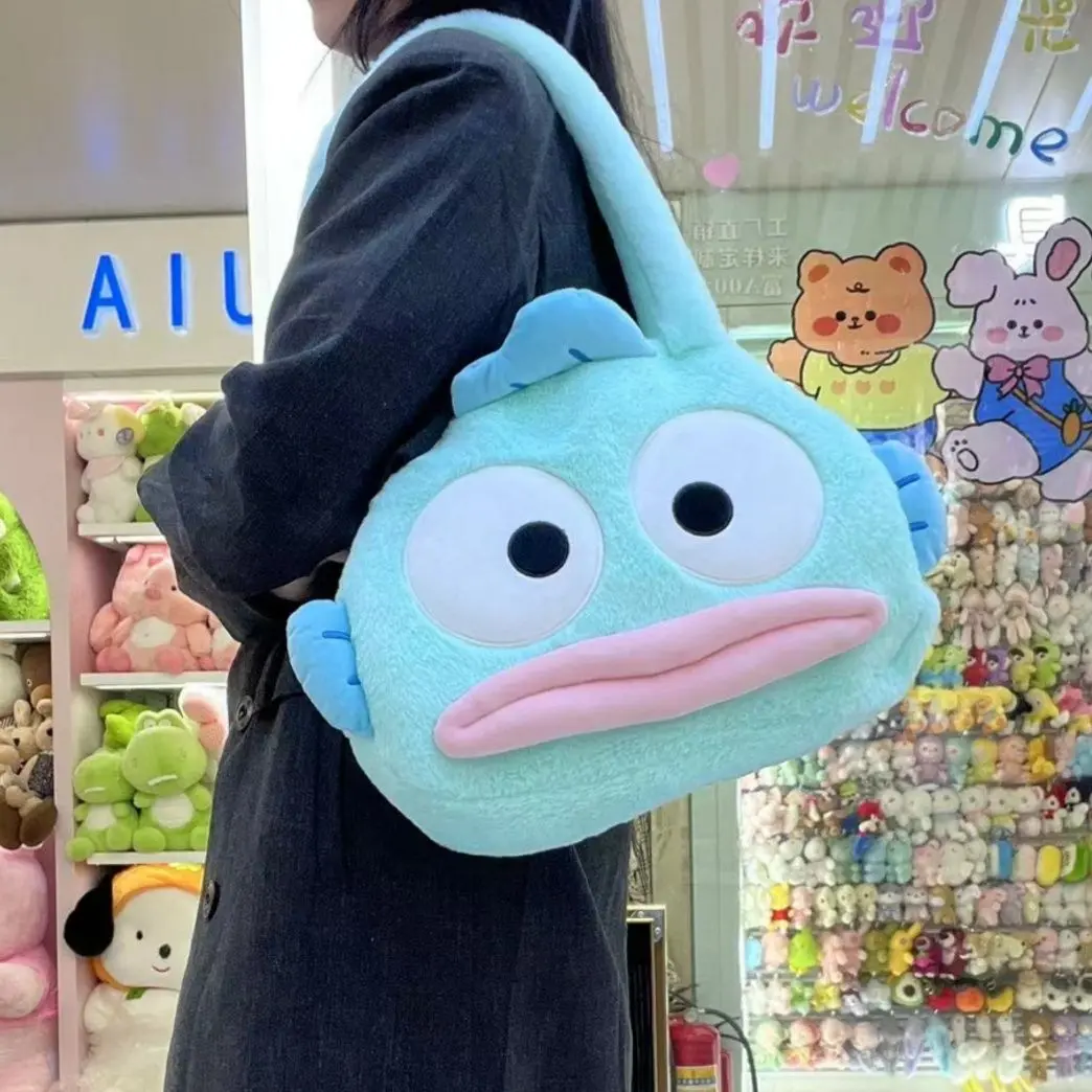 MINISO Hangyodon Anime Kawaii Ins Fashion Students Storage Bag Cute Cartoon Lovely Doll Handbag Girly Heart Gifts for Kids