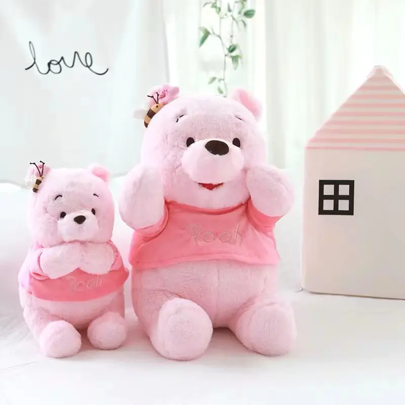 30CM-50CM Disney Winnie The Pooh Bear Doll Pink Bee Cartoon Plush Toy Cute Anime Kawaii Companion Children's Birthday Gift