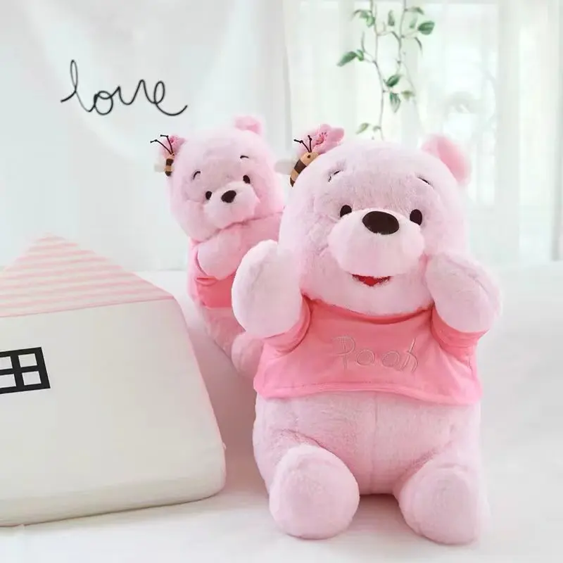 30CM-50CM Disney Winnie The Pooh Bear Doll Pink Bee Cartoon Plush Toy Cute Anime Kawaii Companion Children's Birthday Gift