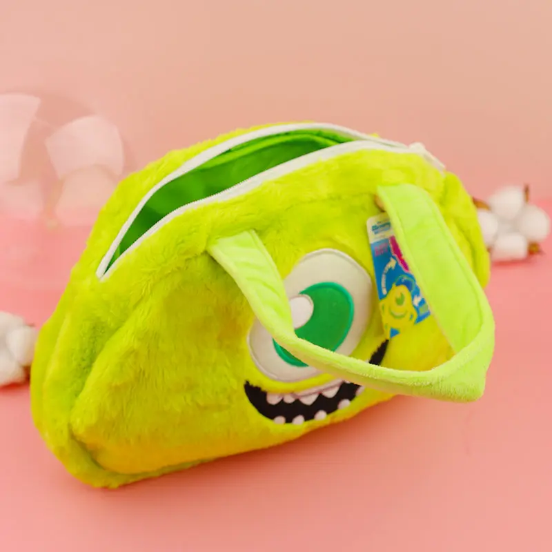 Kawaii Disney Stuffed Makeup Bag Mike Wazowski Toys Handback For Woman Green Cute Plush Cosmetic Portable Storage Bag For Girls