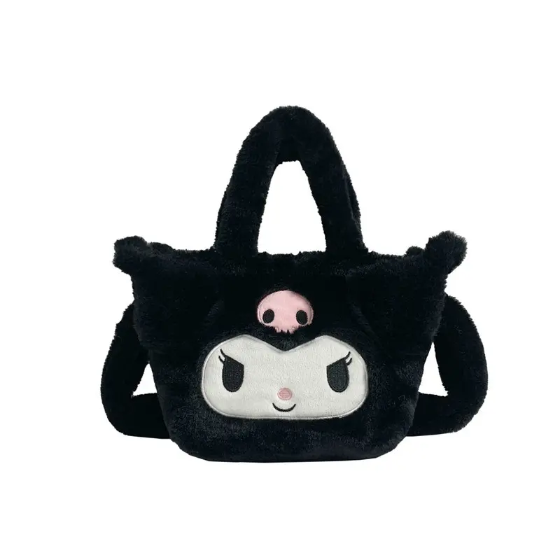 25cm Sanrio Plush Bag Kawaii Kuromi Cinnamoroll Melody Cartoon Anime Plush Handbag Crossbody Cosmetic Travel Storage Bags