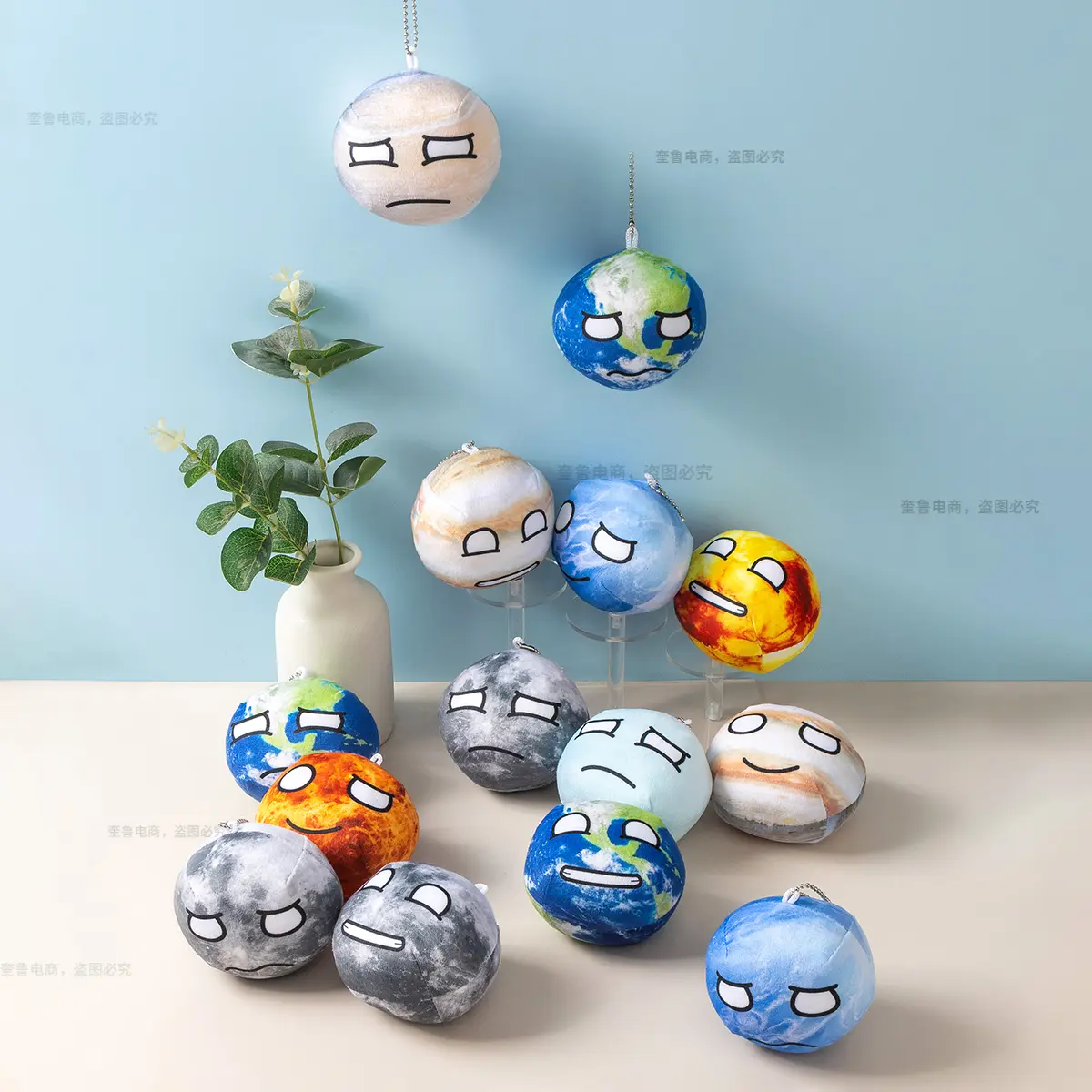 10cm/3.94inch Planet Plush Toy Collection Earth Moon Sun Mars Venus Jupiter Saturn Uranus Neptunr Dolls Cognitive Stuffed Doll