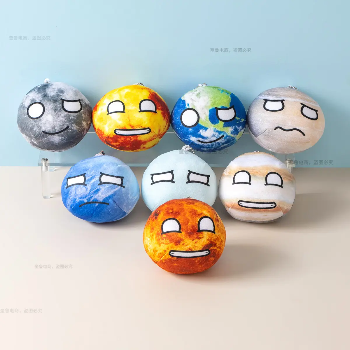 10cm/3.94inch Planet Plush Toy Collection Earth Moon Sun Mars Venus Jupiter Saturn Uranus Neptunr Dolls Cognitive Stuffed Doll