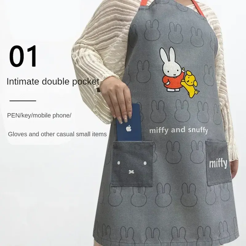 New Pattern Miffy Cotton and Linen Colour Apron Ventilation Thin Type Household Men and Women Kitchen Antifouling Comfortable