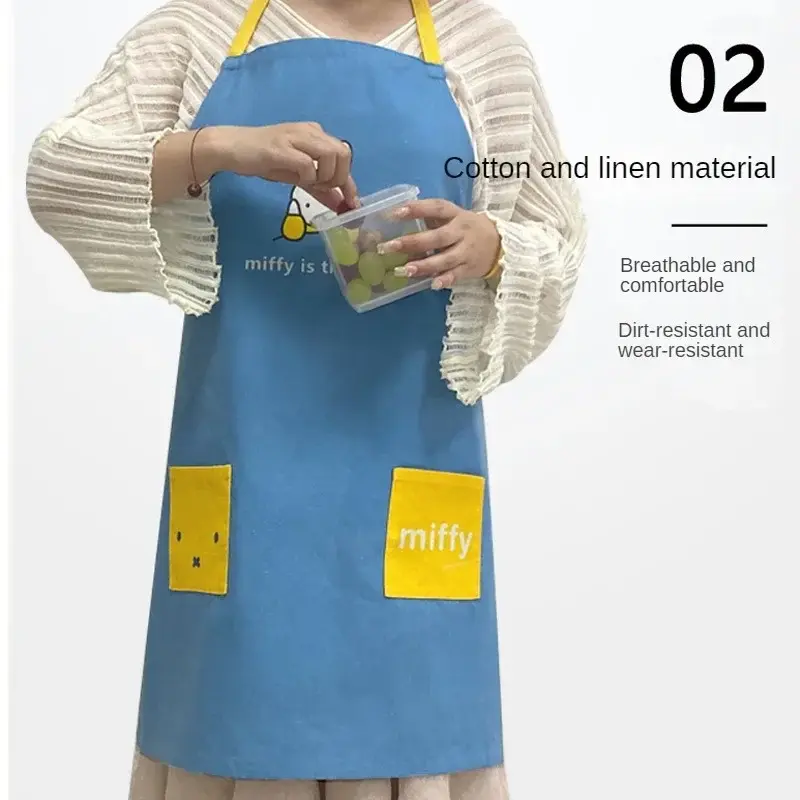 New Pattern Miffy Cotton and Linen Colour Apron Ventilation Thin Type Household Men and Women Kitchen Antifouling Comfortable