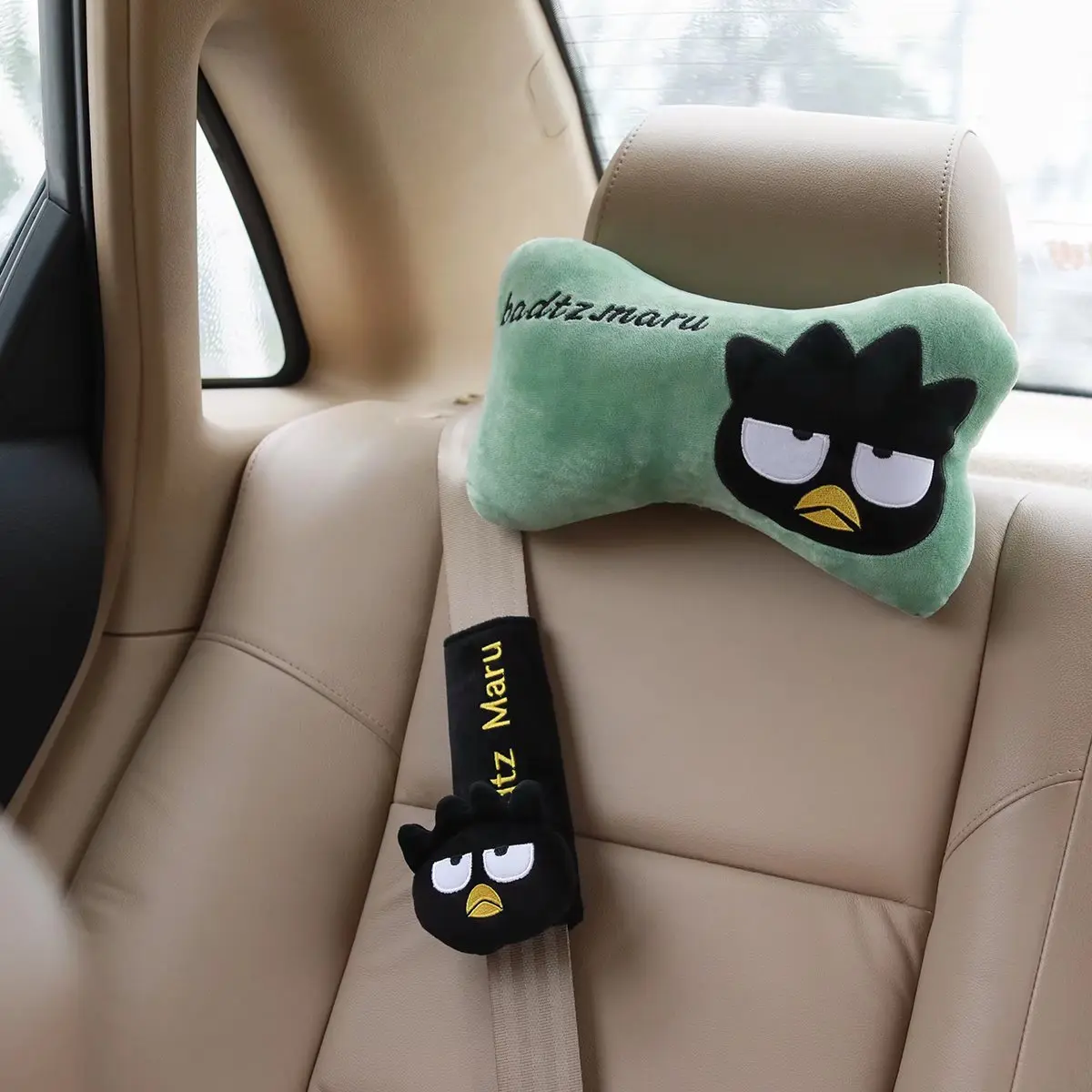 Cute Bad Badtz Maru Seat Belt Cover For Car Seat Headrest Chair Soft Back Cushion Throw Pillow Japanese Style Car Decoration