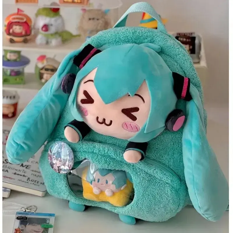 Hatsune Miku Girl's New Sweet And Cute Creative Anime Picture Embroidery Fashion Large Capacity Storage Soft Plush Backpack