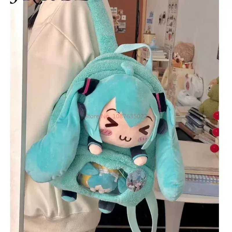 Hatsune Miku Girl's New Sweet And Cute Creative Anime Picture Embroidery Fashion Large Capacity Storage Soft Plush Backpack