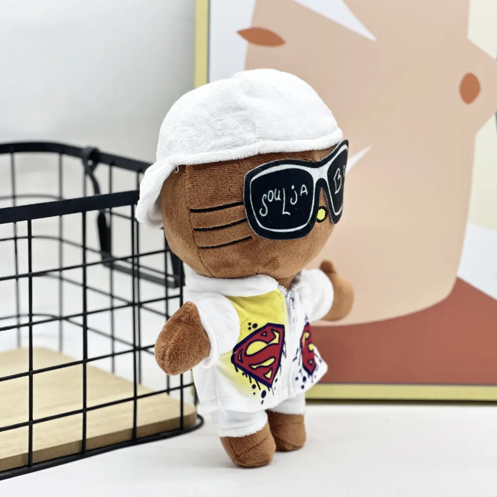 Hello Kitty Soulja Boy Plush Doll with White Casual Suit Clothes Plush Toy Figure Stuffed Toys Boys Girls Fans Collect Gifts