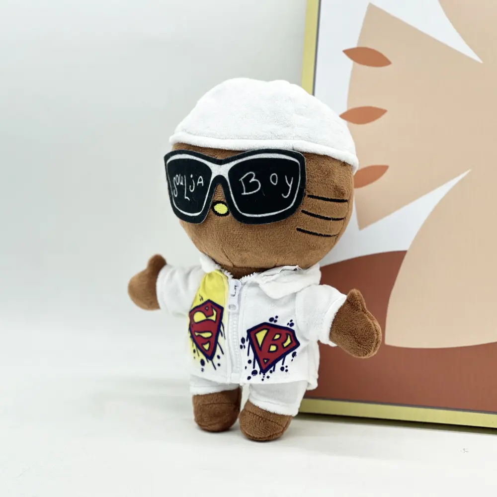 Hello Kitty Soulja Boy Plush Doll with White Casual Suit Clothes Plush Toy Figure Stuffed Toys Boys Girls Fans Collect Gifts