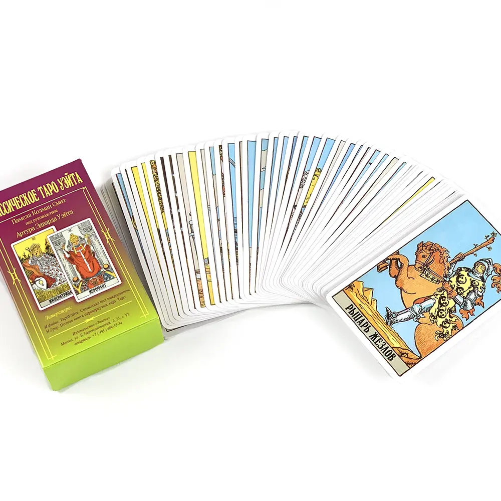 Russian Tarot Cards Game Fate Divination Wisdom Edition Oracke Playing Board Game，Classic Design for Beginners & Pros
