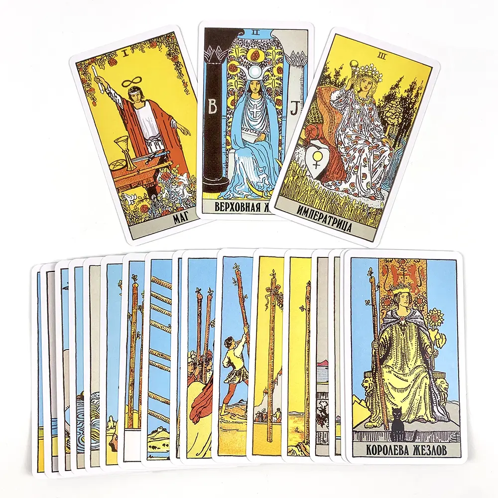 Russian Tarot Cards Game Fate Divination Wisdom Edition Oracke Playing Board Game，Classic Design for Beginners & Pros