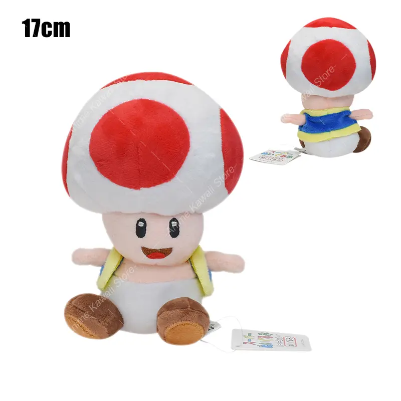 Kawaii Mario Bros Plush Toy Mushroom Toad Toadette Red Yellow Blue Green Man Toad Soft Stuffed Doll Toys Birthday Gift For Kids