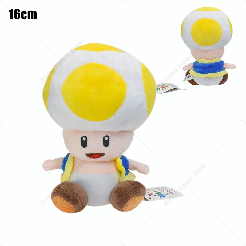 Kawaii Mario Bros Plush Toy Mushroom Toad Toadette Red Yellow Blue Green Man Toad Soft Stuffed Doll Toys Birthday Gift For Kids