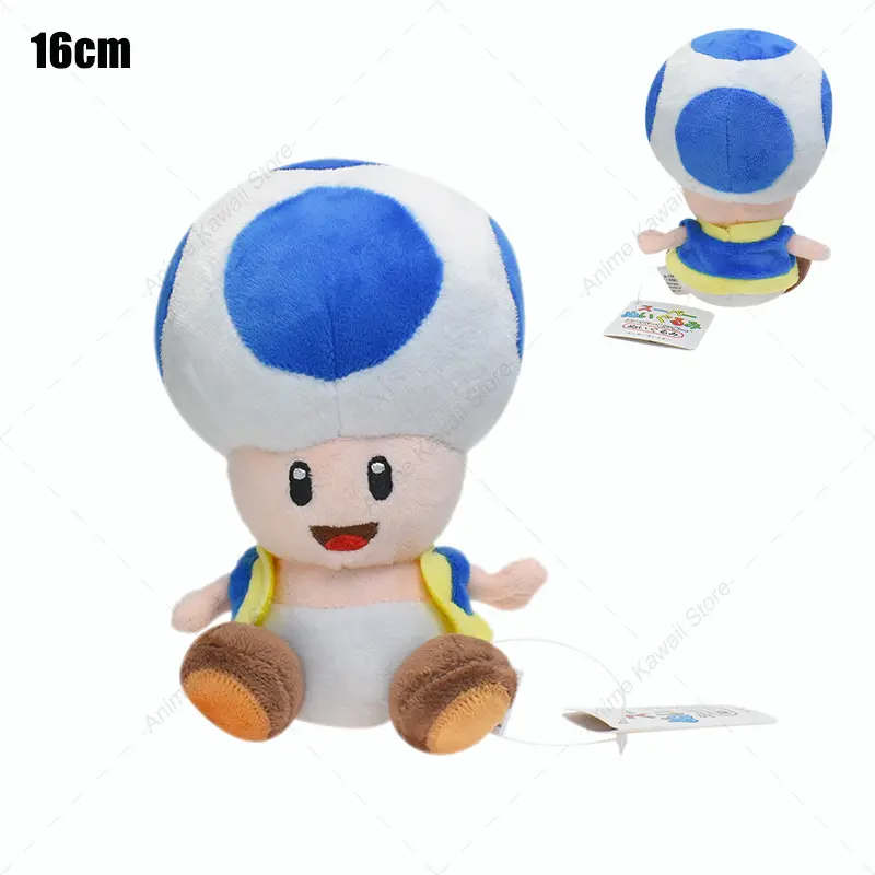 Kawaii Mario Bros Plush Toy Mushroom Toad Toadette Red Yellow Blue Green Man Toad Soft Stuffed Doll Toys Birthday Gift For Kids