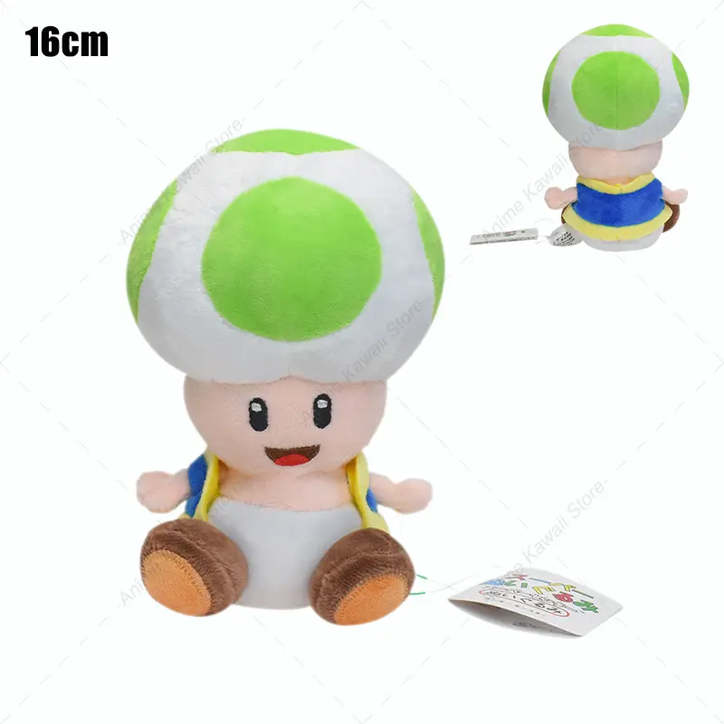 Kawaii Mario Bros Plush Toy Mushroom Toad Toadette Red Yellow Blue Green Man Toad Soft Stuffed Doll Toys Birthday Gift For Kids