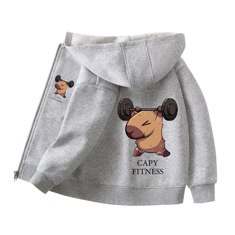 Capybara Zipper Hoodies Coats Girl boy Sweatshirt Clothes Autumn Winter Long Sleeve Harajuku Pullovers Casual Hooded Tops Gift