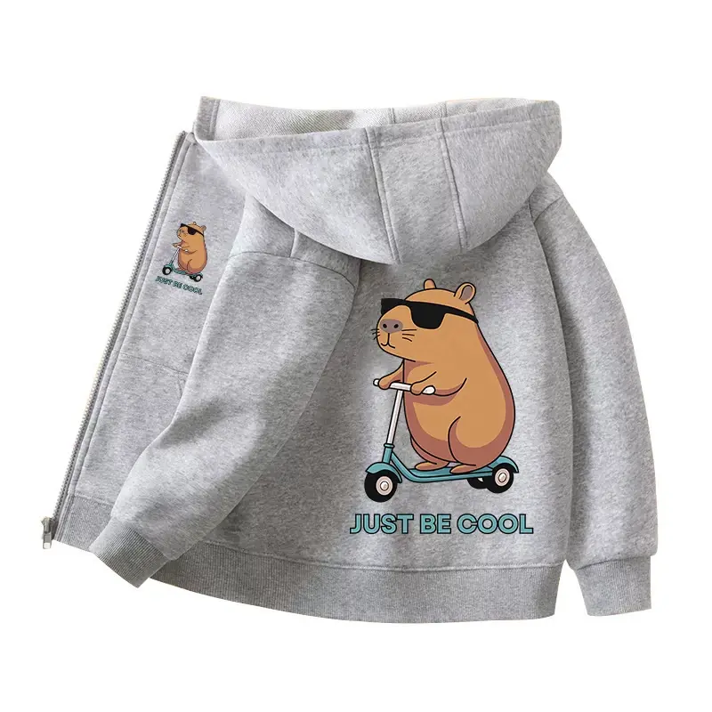 Capybara Zipper Hoodies Coats Girl boy Sweatshirt Clothes Autumn Winter Long Sleeve Harajuku Pullovers Casual Hooded Tops Gift