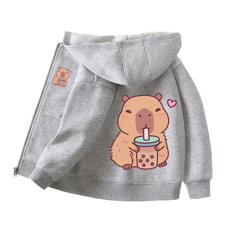 Capybara Zipper Hoodies Coats Girl boy Sweatshirt Clothes Autumn Winter Long Sleeve Harajuku Pullovers Casual Hooded Tops Gift