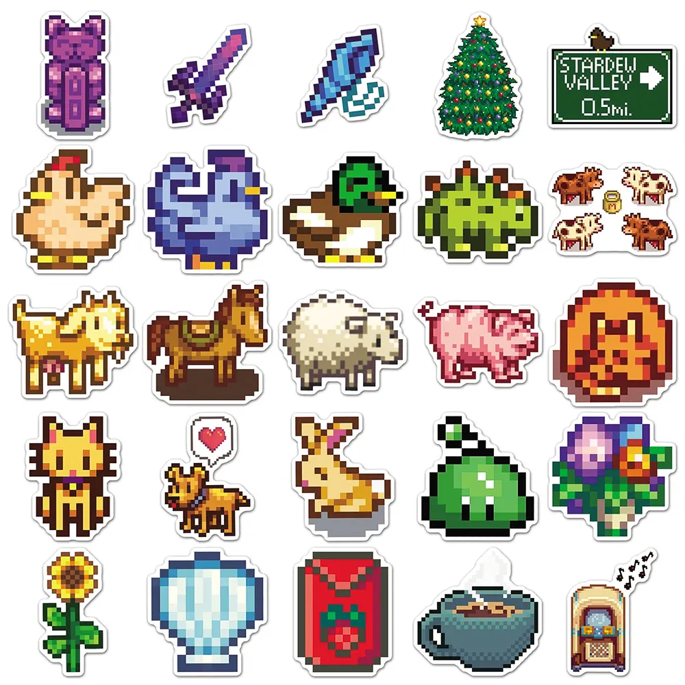 10/30/50pcs Game Stardew Valley Cartoon Stickers Pixel Style Anime Decals DIY Guitar Notebook Laptop Cute Graffiti Sticker Toys