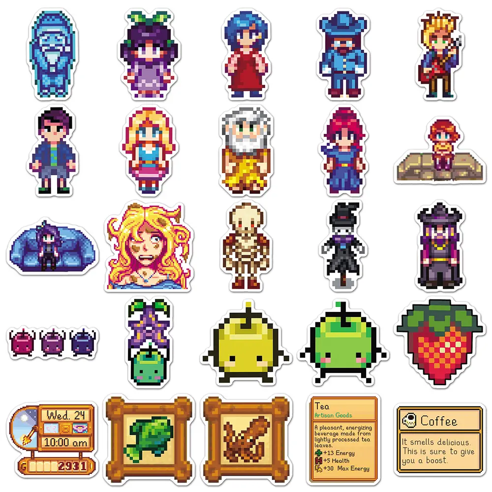 10/30/50pcs Game Stardew Valley Cartoon Stickers Pixel Style Anime Decals DIY Guitar Notebook Laptop Cute Graffiti Sticker Toys