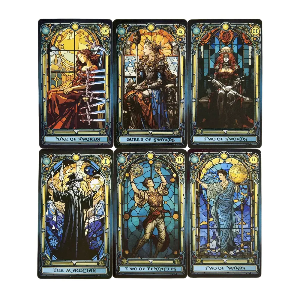 Stained Glass Tarot Cards Deck A 78 Oracle English Visions Divination Edition Deck Borad Playing Games Fortune Telling Game