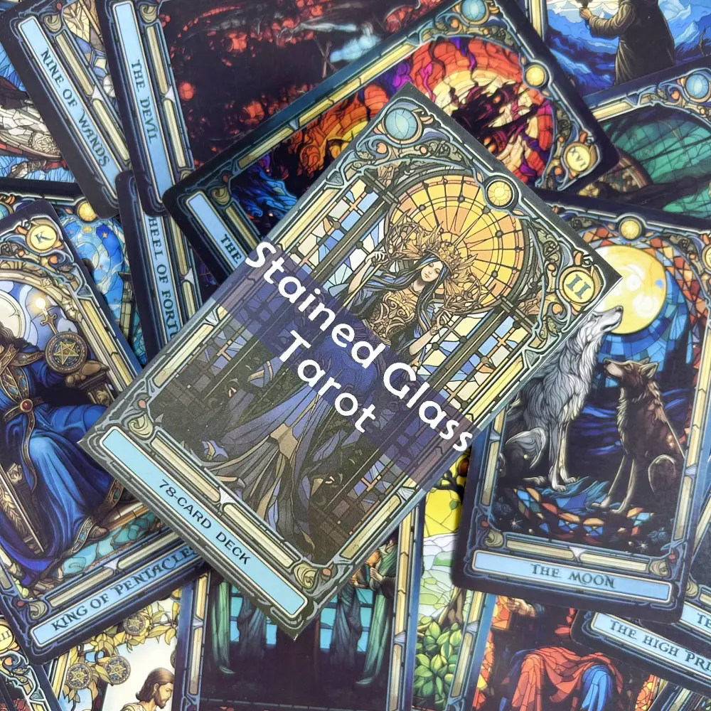 Stained Glass Tarot Cards Deck A 78 Oracle English Visions Divination Edition Deck Borad Playing Games Fortune Telling Game