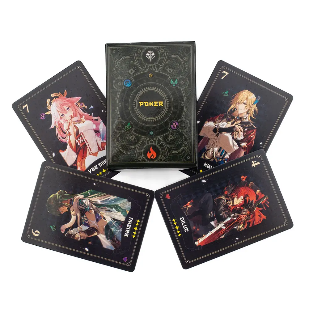 9.3*6.5Cm Anime Genshin Impact Poker 56Cards Gan Yu Shen He Thunder General Bronzing Card Playing Card Collection