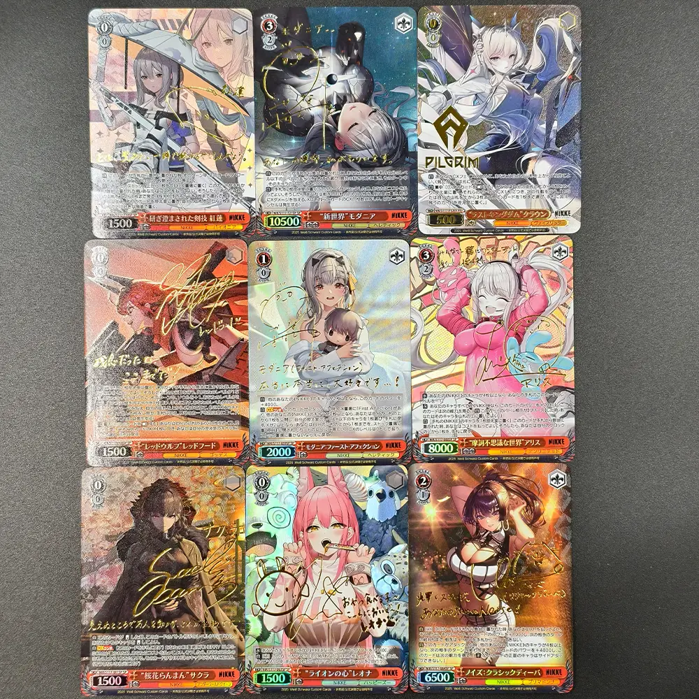 9Pcs/set Nikke The Goddess of Victory Weiss Schwarz Collection Card Marian Honglian Signature Card Texture Refractive Flash Gift
