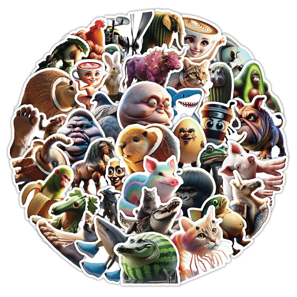 10/30/50PCS Abstract Animal Stickers Tung Tung Sahur Italian Brainrot Animals Cartoon Decal DIY Luggage Phone Cup Guitar Kid Toy