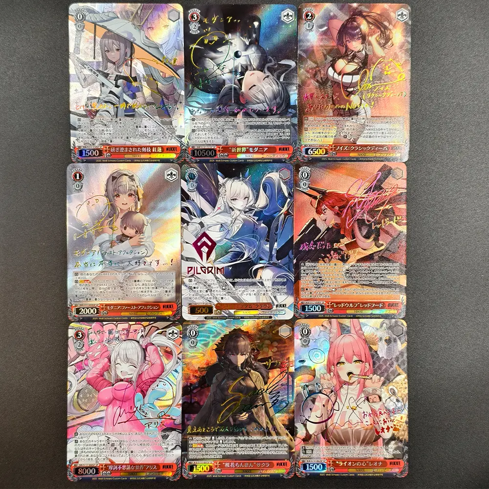 9Pcs/set Nikke The Goddess of Victory Weiss Schwarz Collection Card Marian Honglian Signature Card Texture Refractive Flash Gift